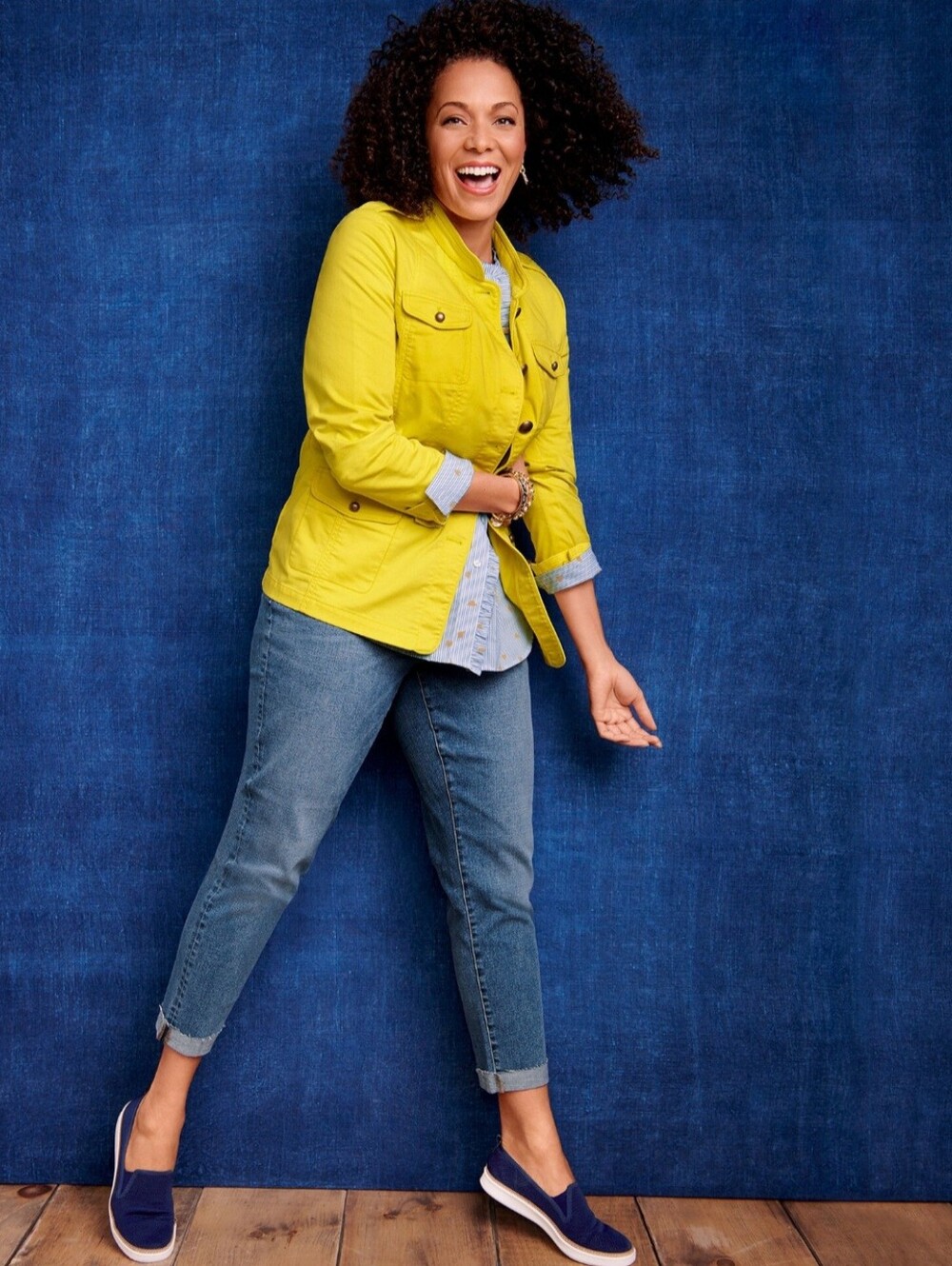 Talbots Piped Yellow Utility Jacket - Picture 3 of 8